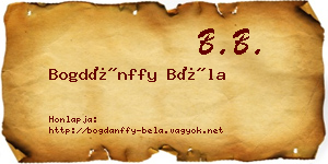 Bogdánffy Béla névjegykártya
